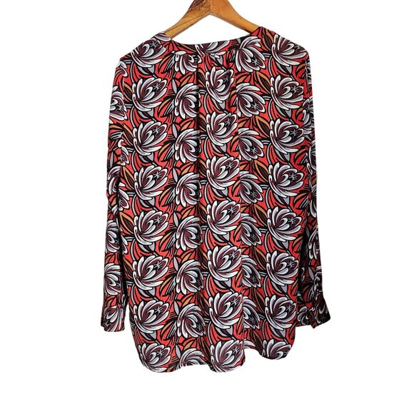 Loft Floral Print Long Sleeve Pullover Tunic Top Size L Colorful Lightweight - Picture 4 of 11